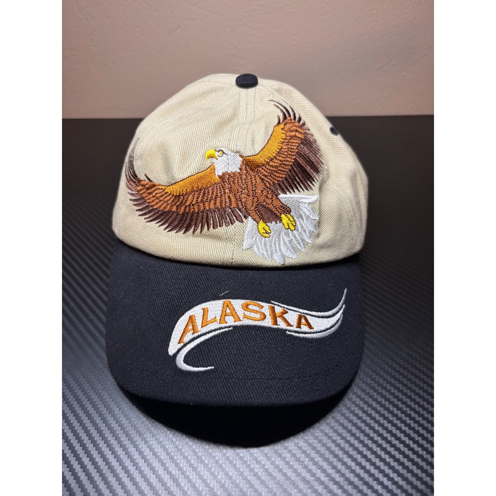 Arctic Circle Enterprises‎ Alaska Bald Eagle Baseball Cap Tan Black Souvenir Hat